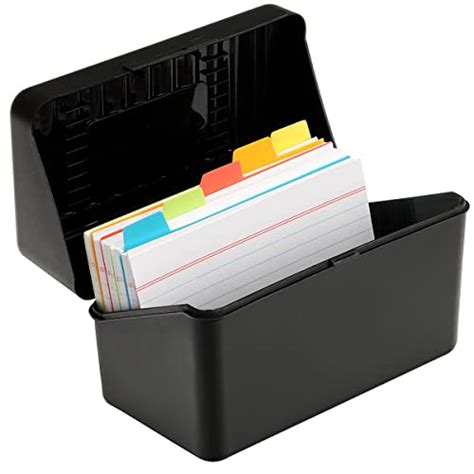 index card box with dividers.